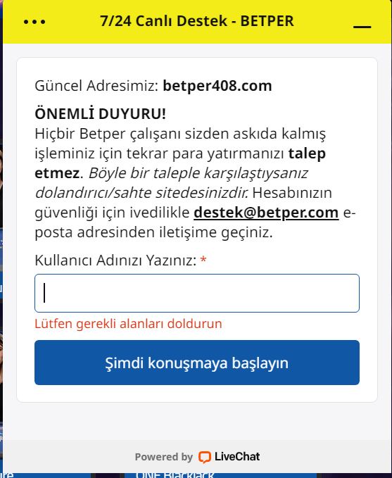betper canlı destek